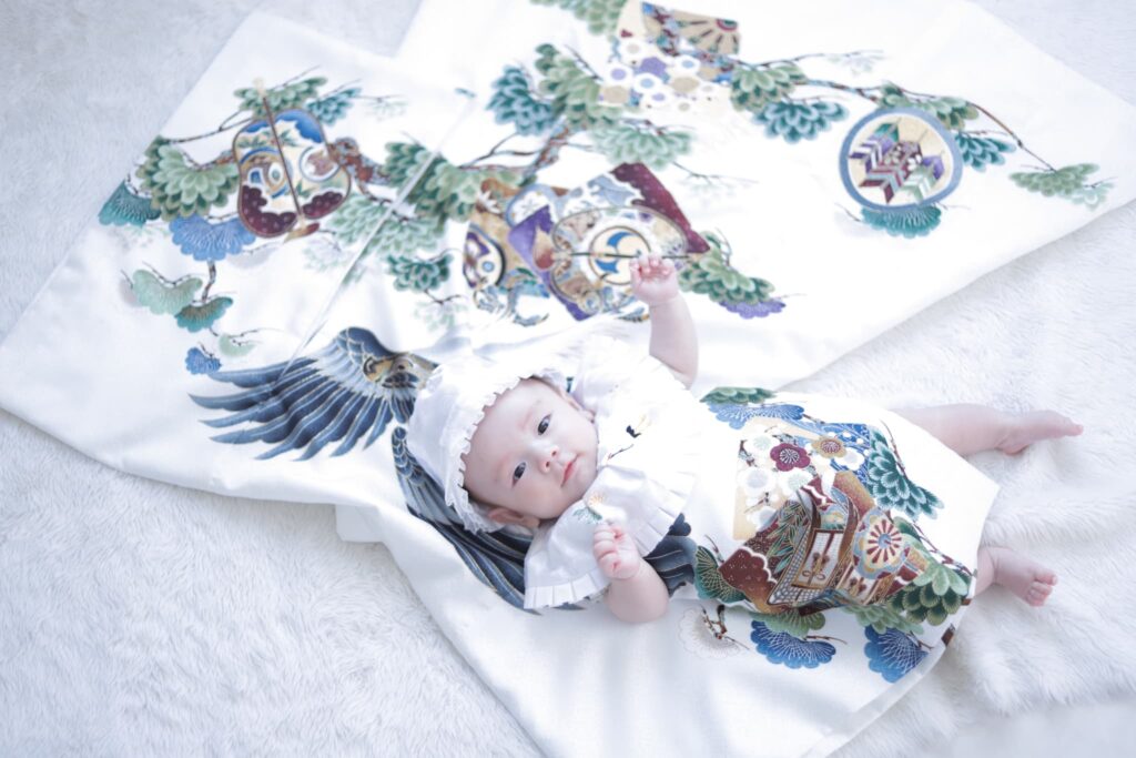 お宮参り奈良市・大和郡山市・平群町_フォトスタジオワタナベ(渡辺写真館)奈良柏木店_産着帽子とよだれかけ